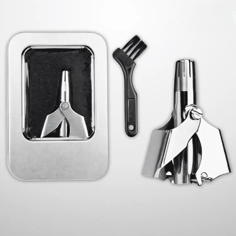 Premium Stainless Steel Manual Nose Hair Trimmer – Painless, Battery-Free, Washable & Portable Ear & Nose Grooming Clipper Tool for Men & Women