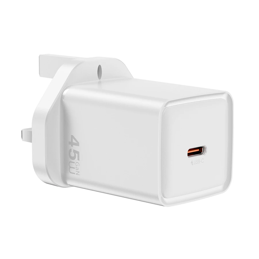 WiWU Essen 45W GaN USB-C Charger White (3 Pin, UK)