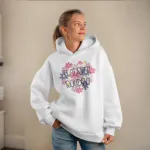 Premium Comfortable Printed Ladies Winter Hoodie ( White )