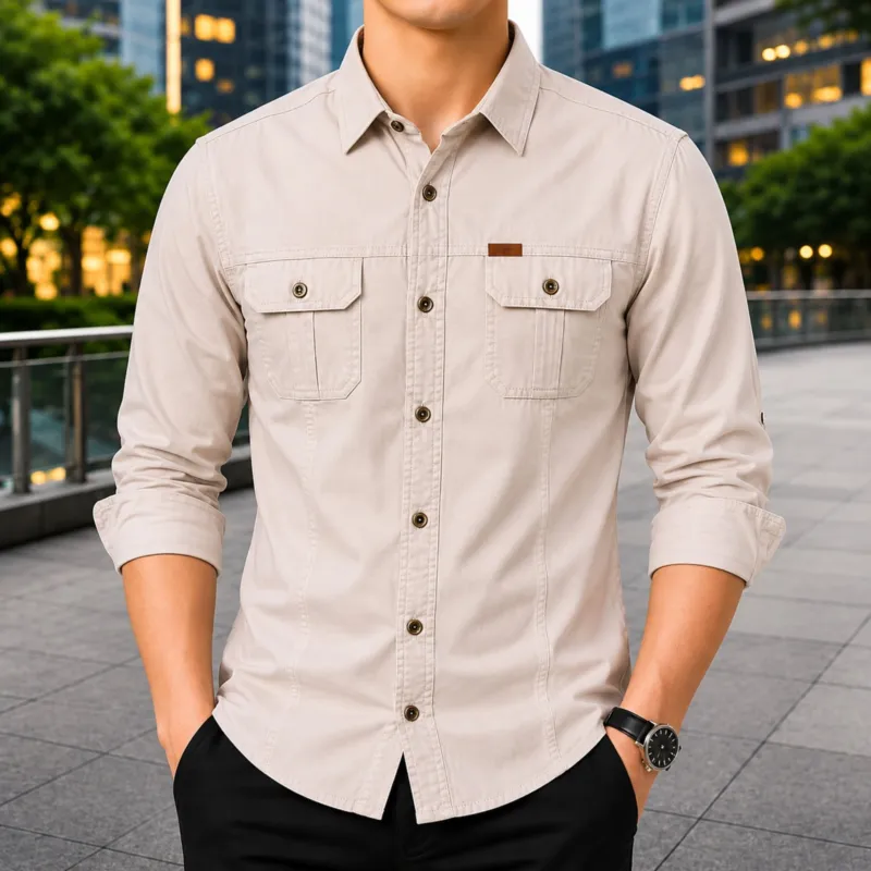 Men's Full Sleeve Panel Shirt in Soft Cotton, 6 Colour Choices