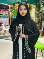 Lace Abaya Three-Piece Set, Inner, Koti and Hijab