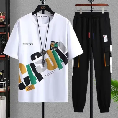 Men's Jersey Half Sleeve T-Shirt and Trouser Combo, 5 Colours