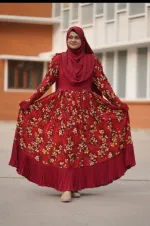 Mousumi Two-Pleat Borka, Brown with Brown Print Combination