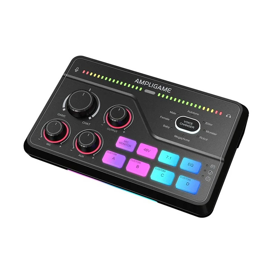 Fifine AmpliGame SC8 RGB Audio Mixer with USB-C and Optical Input