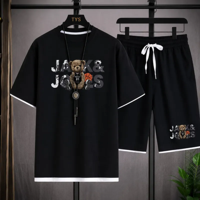 Men's Mesh T-Shirt and Shorts Two-Piece Set, 160 GSM, Sizes M to XL