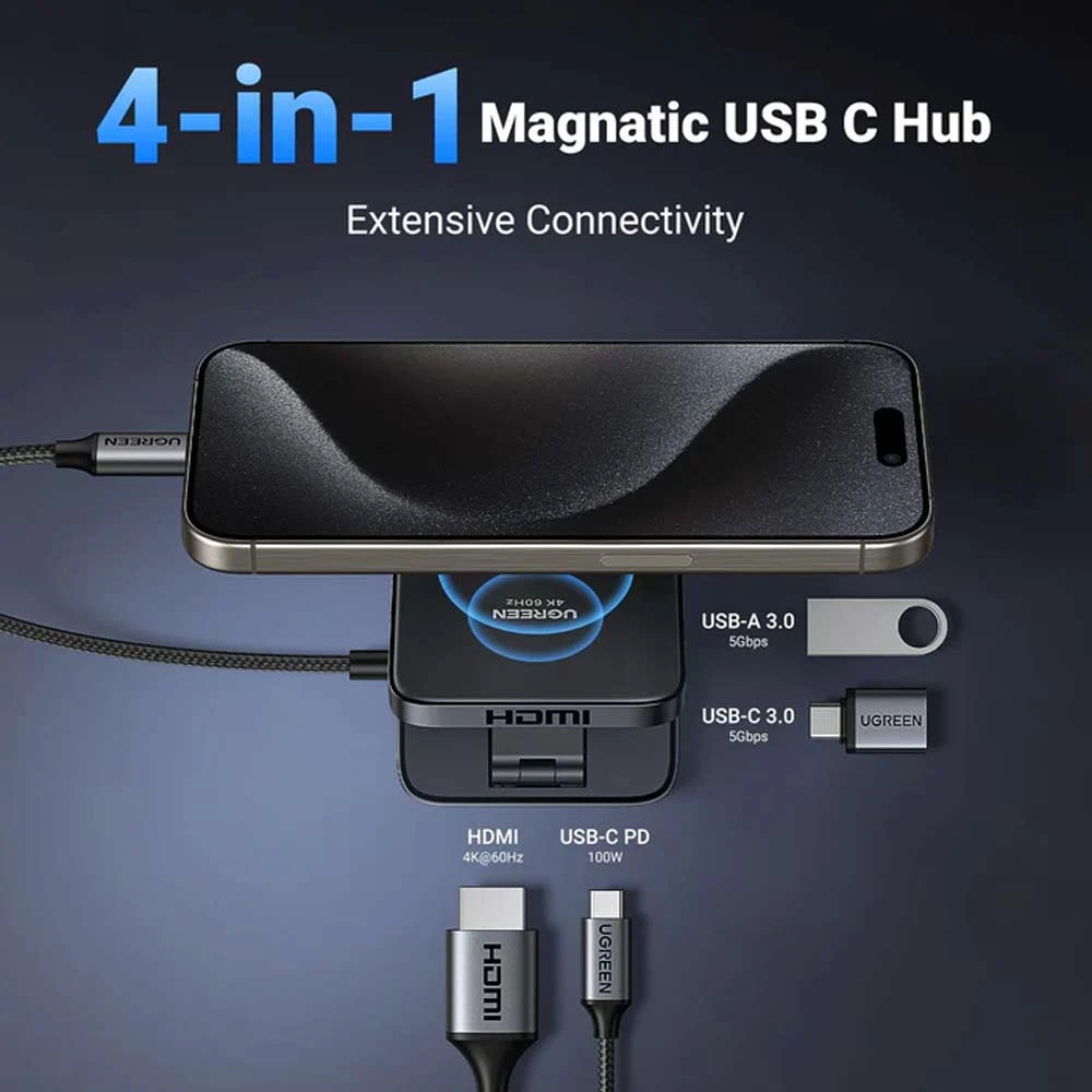 UGREEN CM801 (35590) USB-C to HDMI, USB, Type-C & PD Hub Black