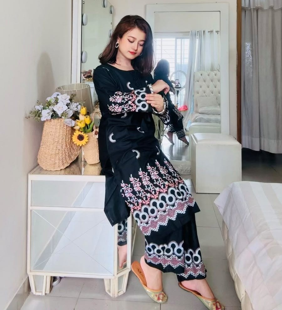 Women's TC Cotton Co-Ord Set with Full Body Embroidery