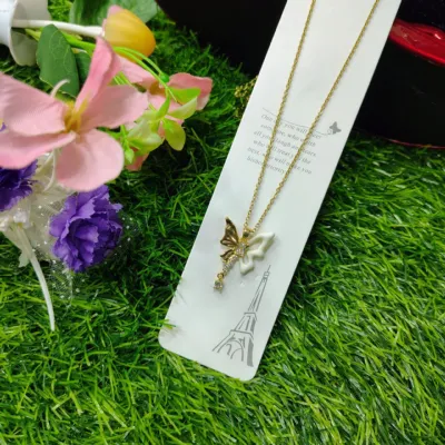 Fantasy Colorful Acrylic Butterfly Pendant Necklace  For Womens