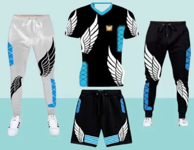 Men's Printed T-Shirt, Full Pant and Half Pant 4-Piece Combo