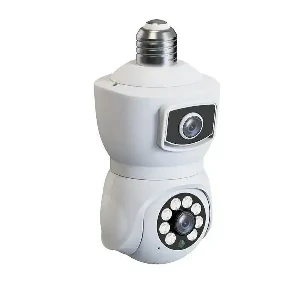 V380 E9 Dual Lens Bulb PTZ IP Camera- White Color