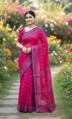 Women's Boutique Silk Saree with Screen Print and Tassels