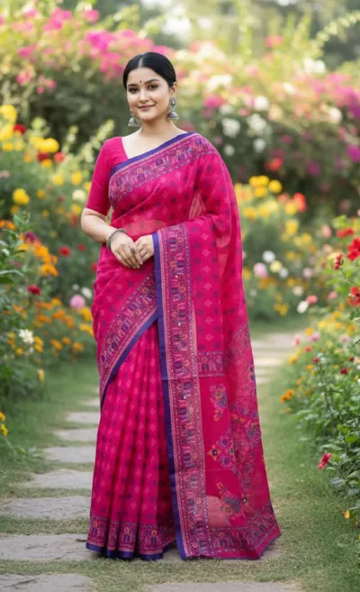 Lightweight Tangail Silk Saree for Daily and Festive Wear