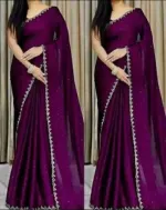 Embroidered Georgette Party Saree with Stone Work and Blouse