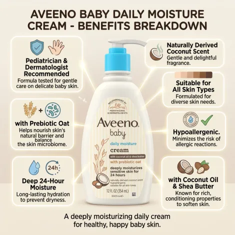 Aveeno Baby Daily Moisture Cream  With Coconut Oil & Shea Butter 354ml (Canada)