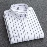 Men's Long Sleeve Stripe Print Shirt, Pure Cotton, M to XXL