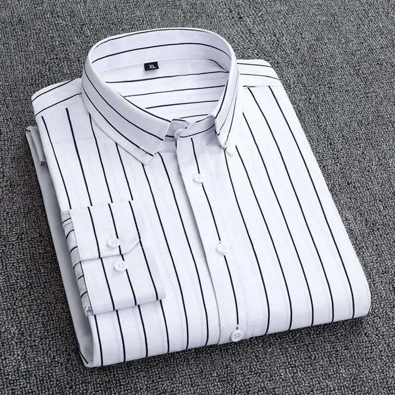 Men's Long Sleeve Stripe Print Shirt, Pure Cotton, M to XXL