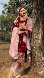 Sequin Embroidered Soft Georgette Three Piece, 5 Colours