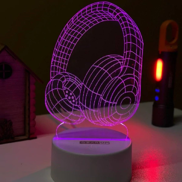 GearUP Acrylic Multicolor Night Lamp (Headphone)- BLACK