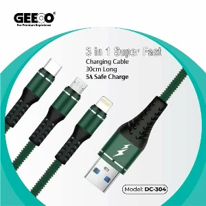 Geeoo DC-304 3-in-1 5A Short Charging Cable 30cm