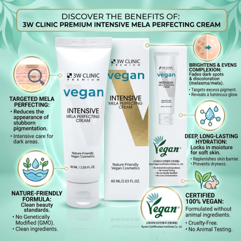 3W Clinic Vegan Intensive Mela Perfecting Cream 60ml (Korea)