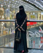 Women's Embroidered Abaya Borka with Hijab and Niqab, Sizes 50 to 56