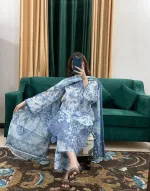 Women's Pure Cotton Embroidered Three Piece, 6 Colours