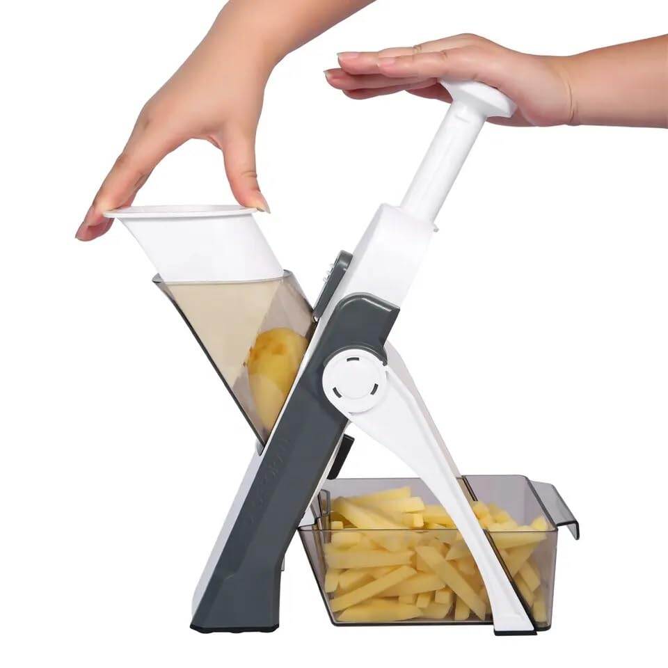 Multi-functional Spring Vegetable Slicer & Cutter – Adjustable Thickness Safe Mandoline Slicer for Julienne, Dicing, Carrot, Potato & Kitchen Chopping (Multi-Colour)