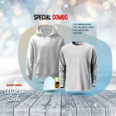 Winter Combo Pack: 1 Hoodie, 1 Full Sleeve T-Shirt, 1 Tupi, 1 Attar