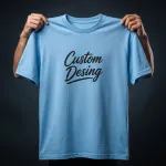 FIFA World Cup Special: 100% Cotton Custom Drop-Shoulder T-Shirt (Customize With Your Own Design)- Sky Blue