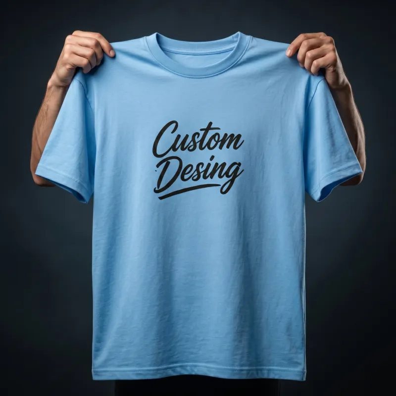 FIFA World Cup Special: 100% Cotton Custom Drop-Shoulder T-Shirt (Customize With Your Own Design)- Sky Blue