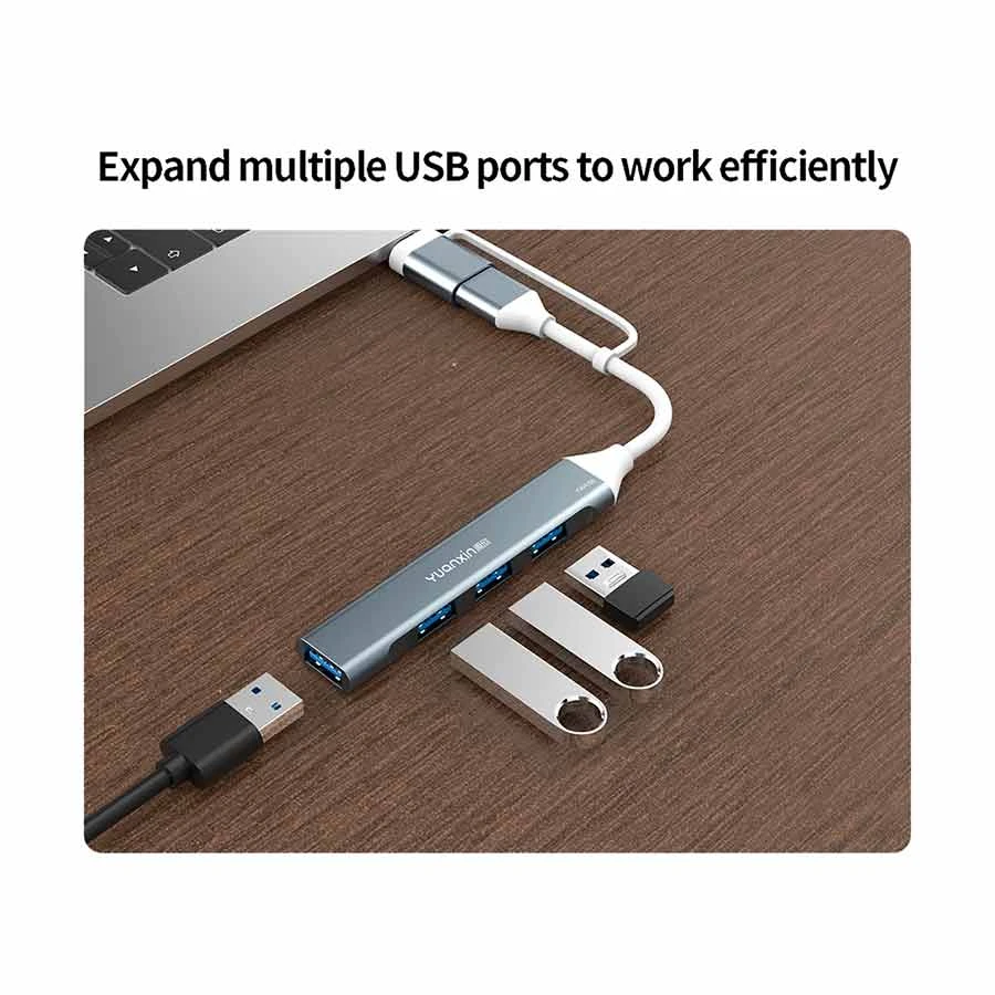 Yuanxin YXH-56 USB & Type-C Male to Quad USB Female Hub