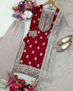 Fox Georgette Sequin Embroidery Three Piece, L to XXL