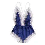 Women's Silk Satin Night Suit with Lace Work, Free Size