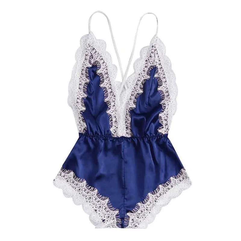 Women's Silk Satin Night Suit with Lace Work, Free Size