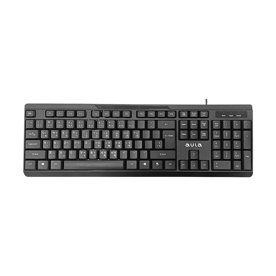Aula AC101 Wired Keyboard & Mouse Combo with Bangla Black