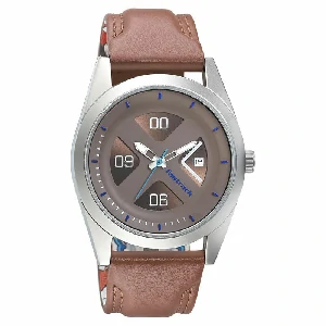 Fastrack NS3218SL01 Go Skate Quartz Analog with Date Brown Dial Leather Strap Watch