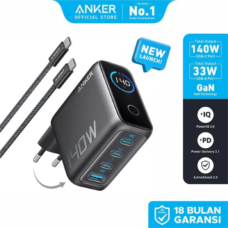 Anker B2697 140W 4-Port Charger with USB-C Cable