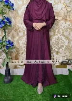 Embroidery Koti Borka with Hijab, Lengths 52 to 56