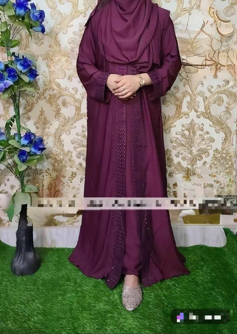 Embroidery Koti Borka with Hijab, Lengths 52 to 56