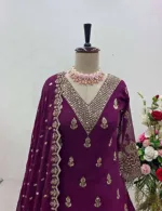 Soft Georgette Eid Party Three Piece with Sequin Work, 45 Inch Long