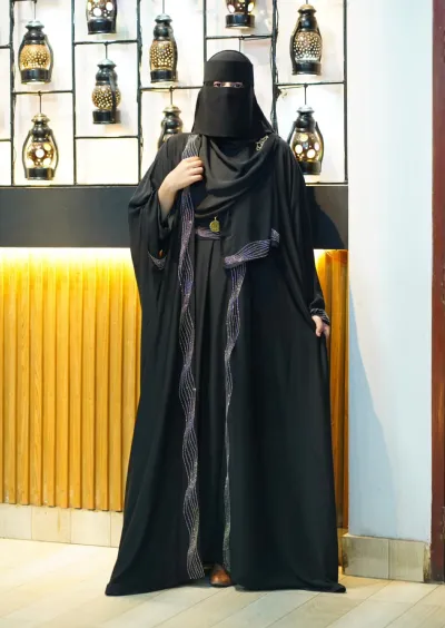 Party Borka 5 Piece Set with Koti, Inner, Hijab, Niqab and Belt