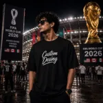 FIFA World Cup Special: 100% Cotton Custom Drop-Shoulder T-Shirt (Customize With Your Own Design)- Black