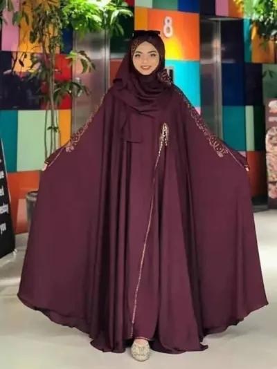 Nurjahan Stone Work Abaya with Inner, Koti and Hijab