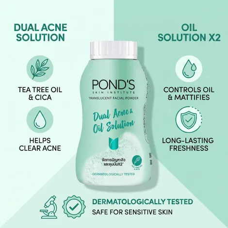 Pond's Dual Acne & Oil Solution Ultra Matte Facial Powder 50g (Thailand)