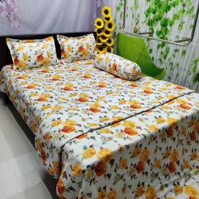 5 Piece AC Katha Set with King Size Bed Sheet, Pure Cotton Twill