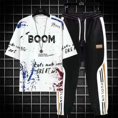 Men's Oversized Drop Shoulder Mesh T-Shirt and Trouser Set