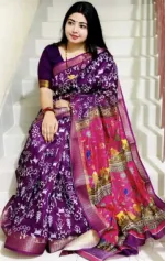 Kaftan Silk Digital Print Saree with Tassels and Zari Border