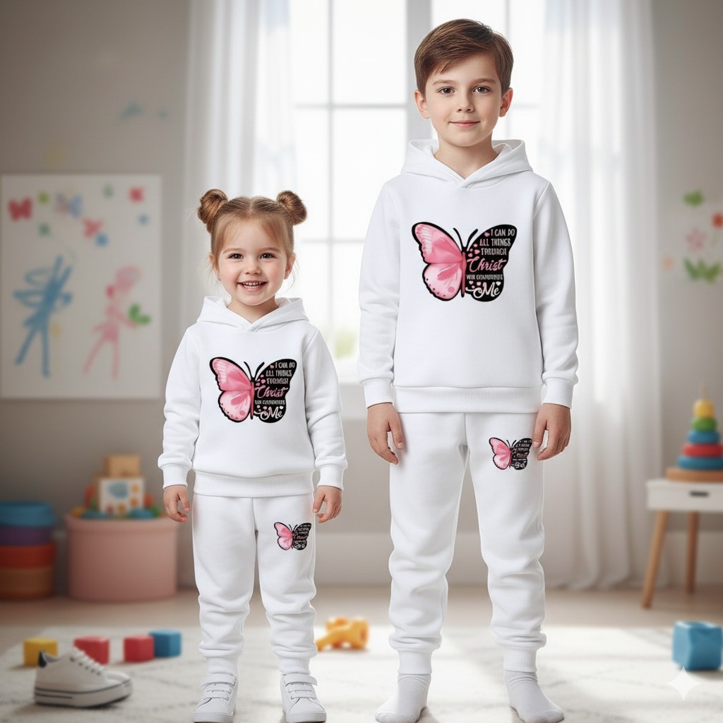 Baby Hoodie and Pant Set, One Side Brush, Sizes 1-2Y to 9-10Y