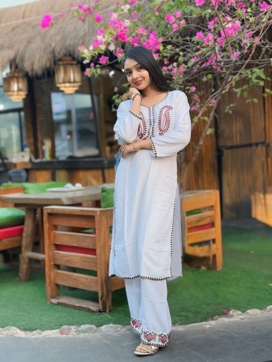 Women's Kolka Embroidery VIP Cotton Co-Ord Set, 6 Colours