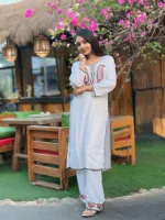 Women's Kolka Embroidery VIP Cotton Co-Ord Set, 6 Colours